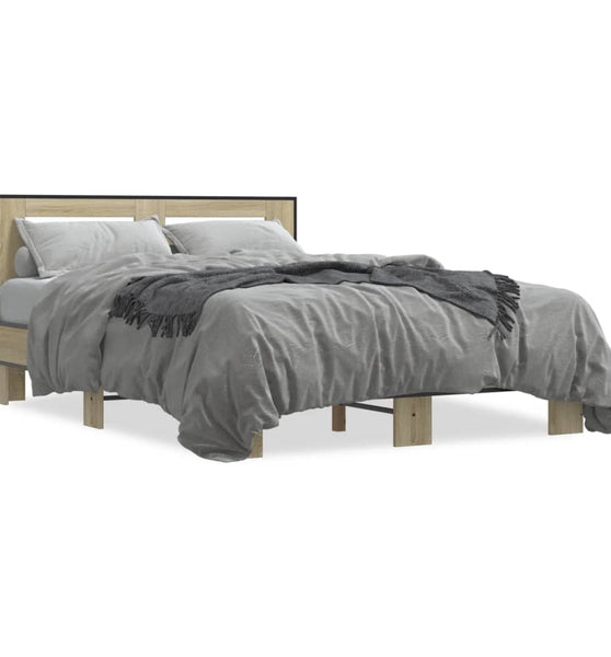 Bettgestell Sonoma-Eiche 135x190 cm Holzwerkstoff und Metall
