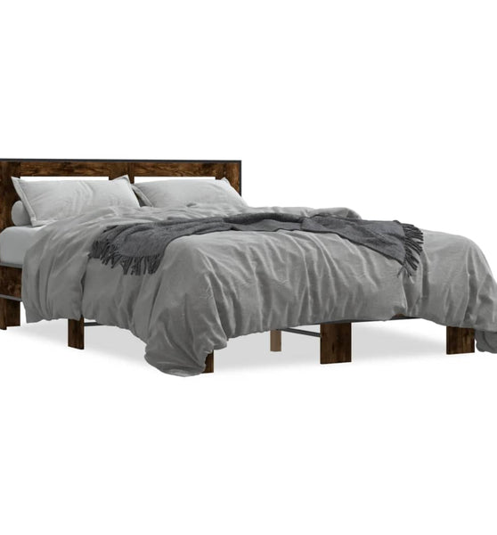 Bettgestell Räuchereiche 135x190 cm Holzwerkstoff und Metall
