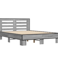 Bettgestell Grau Sonoma 135x190 cm Holzwerkstoff und Metall