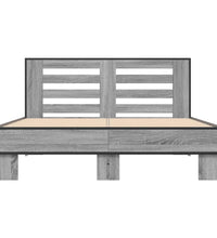Bettgestell Grau Sonoma 135x190 cm Holzwerkstoff und Metall