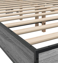 Bettgestell Grau Sonoma 135x190 cm Holzwerkstoff und Metall