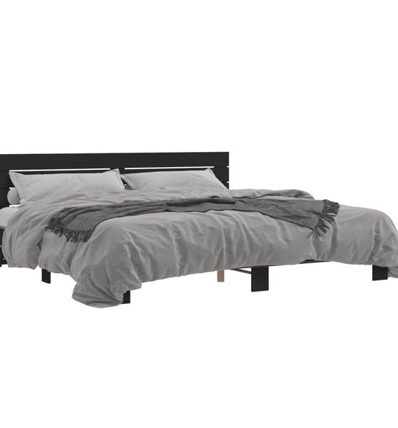 Bettgestell Schwarz 200x200 cm Holzwerkstoff und Metall
