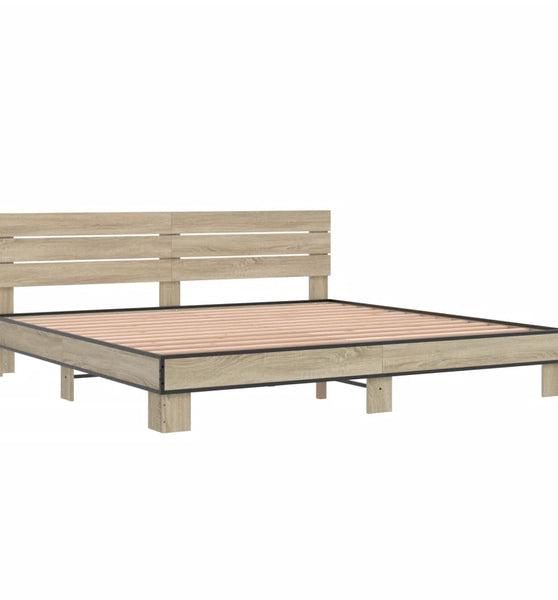 Bettgestell Sonoma-Eiche 200x200 cm Holzwerkstoff und Metall