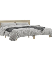 Bettgestell Sonoma-Eiche 200x200 cm Holzwerkstoff und Metall