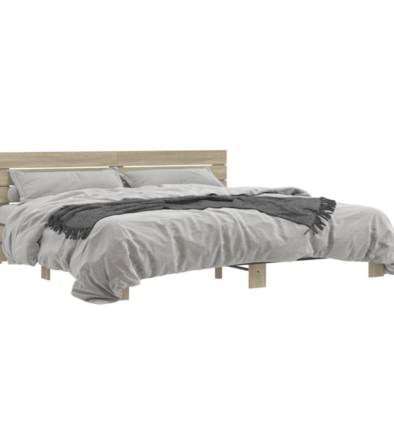 Bettgestell Sonoma-Eiche 200x200 cm Holzwerkstoff und Metall