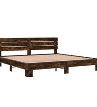 Bettgestell Räuchereiche 200x200 cm Holzwerkstoff und Metall
