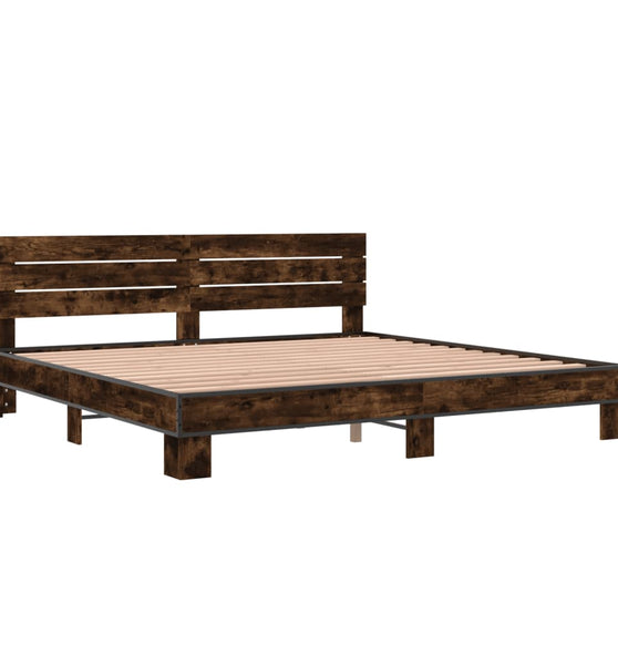 Bettgestell Räuchereiche 200x200 cm Holzwerkstoff und Metall