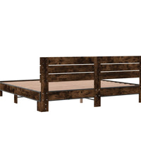 Bettgestell Räuchereiche 200x200 cm Holzwerkstoff und Metall