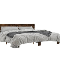 Bettgestell Räuchereiche 200x200 cm Holzwerkstoff und Metall