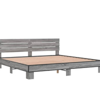 Bettgestell Grau Sonoma 200x200 cm Holzwerkstoff und Metall