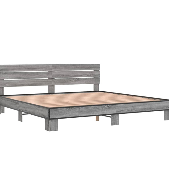 Bettgestell Grau Sonoma 200x200 cm Holzwerkstoff und Metall
