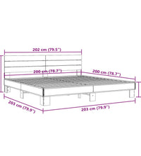 Bettgestell Grau Sonoma 200x200 cm Holzwerkstoff und Metall