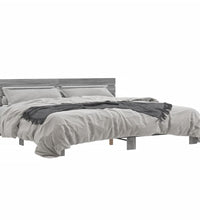 Bettgestell Grau Sonoma 200x200 cm Holzwerkstoff und Metall