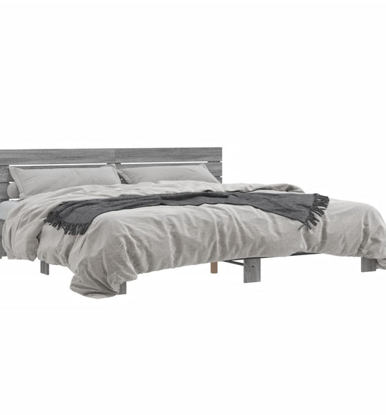 Bettgestell Grau Sonoma 200x200 cm Holzwerkstoff und Metall