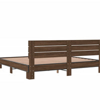Bettgestell Braun Eichen-Optik 200x200 cm Holzwerkstoff Metall