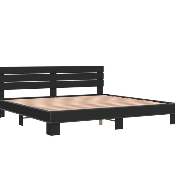 Bettgestell Schwarz 180x200 cm Holzwerkstoff und Metall