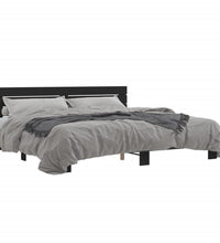 Bettgestell Schwarz 180x200 cm Holzwerkstoff und Metall