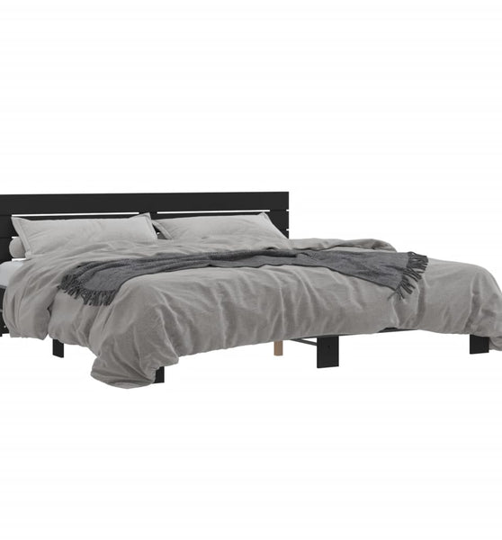 Bettgestell Schwarz 180x200 cm Holzwerkstoff und Metall