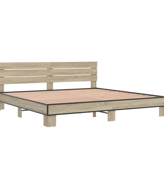 Bettgestell Sonoma-Eiche 180x200 cm Holzwerkstoff und Metall
