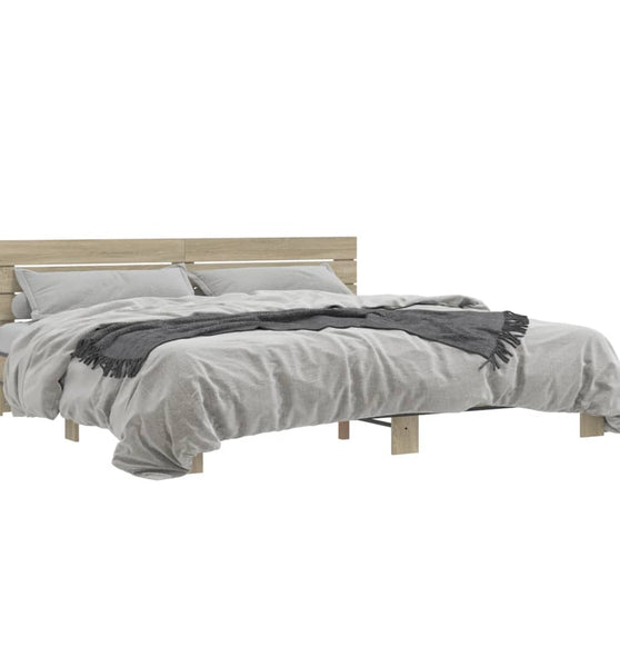 Bettgestell Sonoma-Eiche 180x200 cm Holzwerkstoff und Metall
