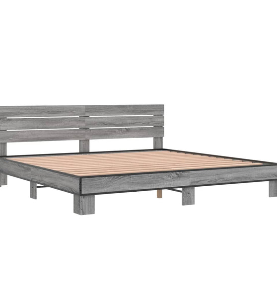 Bettgestell Grau Sonoma 180x200 cm Holzwerkstoff und Metall