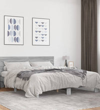Bettgestell Grau Sonoma 180x200 cm Holzwerkstoff und Metall