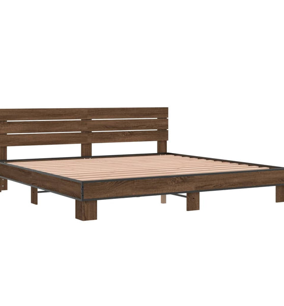 Bettgestell Braun Eichen-Optik 180x200 cm Holzwerkstoff Metall