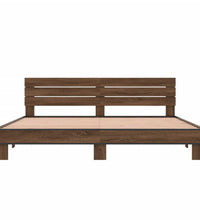 Bettgestell Braun Eichen-Optik 180x200 cm Holzwerkstoff Metall