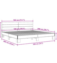 Bettgestell Braun Eichen-Optik 180x200 cm Holzwerkstoff Metall