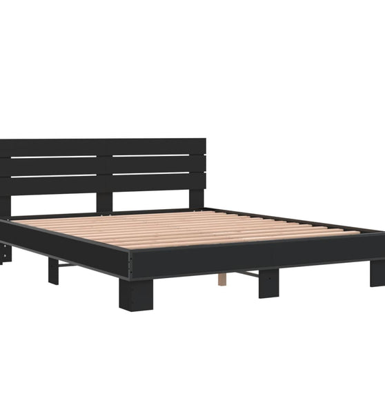 Bettgestell Schwarz 160x200 cm Holzwerkstoff und Metall