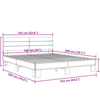 Bettgestell Schwarz 160x200 cm Holzwerkstoff und Metall