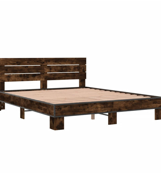 Bettgestell Räuchereiche 160x200 cm Holzwerkstoff und Metall