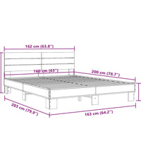 Bettgestell Räuchereiche 160x200 cm Holzwerkstoff und Metall