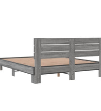 Bettgestell Grau Sonoma 160x200 cm Holzwerkstoff und Metall