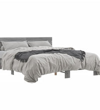 Bettgestell Grau Sonoma 160x200 cm Holzwerkstoff und Metall