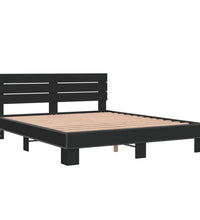 Bettgestell Schwarz 150x200 cm Holzwerkstoff und Metall