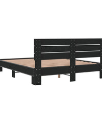 Bettgestell Schwarz 150x200 cm Holzwerkstoff und Metall