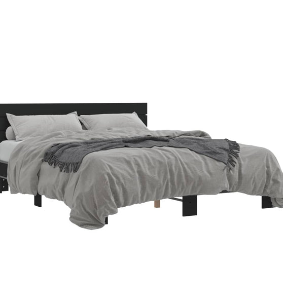 Bettgestell Schwarz 150x200 cm Holzwerkstoff und Metall