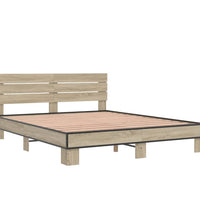 Bettgestell Sonoma-Eiche 150x200 cm Holzwerkstoff und Metall