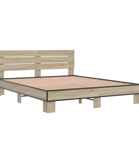 Bettgestell Sonoma-Eiche 150x200 cm Holzwerkstoff und Metall