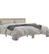 Bettgestell Sonoma-Eiche 150x200 cm Holzwerkstoff und Metall