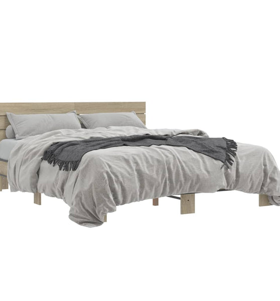 Bettgestell Sonoma-Eiche 150x200 cm Holzwerkstoff und Metall