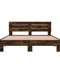 Bettgestell Räuchereiche 150x200 cm Holzwerkstoff und Metall