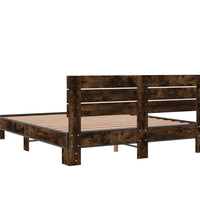 Bettgestell Räuchereiche 150x200 cm Holzwerkstoff und Metall