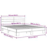 Bettgestell Räuchereiche 150x200 cm Holzwerkstoff und Metall