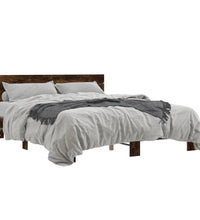 Bettgestell Räuchereiche 150x200 cm Holzwerkstoff und Metall