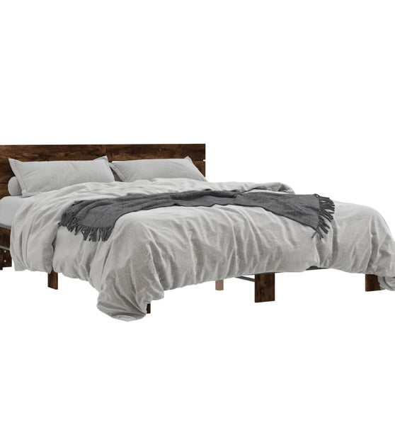 Bettgestell Räuchereiche 150x200 cm Holzwerkstoff und Metall