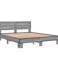 Bettgestell Grau Sonoma 150x200 cm Holzwerkstoff und Metall