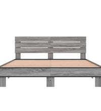 Bettgestell Grau Sonoma 150x200 cm Holzwerkstoff und Metall