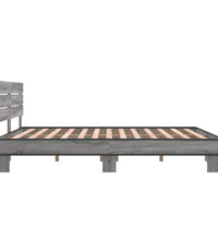 Bettgestell Grau Sonoma 150x200 cm Holzwerkstoff und Metall